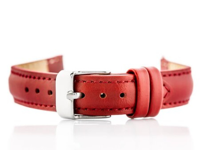 W46 leather watch strap - red - 14mm