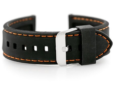 U20 rubber watch strap - black/orange 26mm
