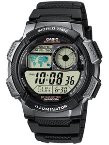 CASIO MEN'S WATCH AE-1000W 1BVDF (zd073g) - WORLD TIME + BOX